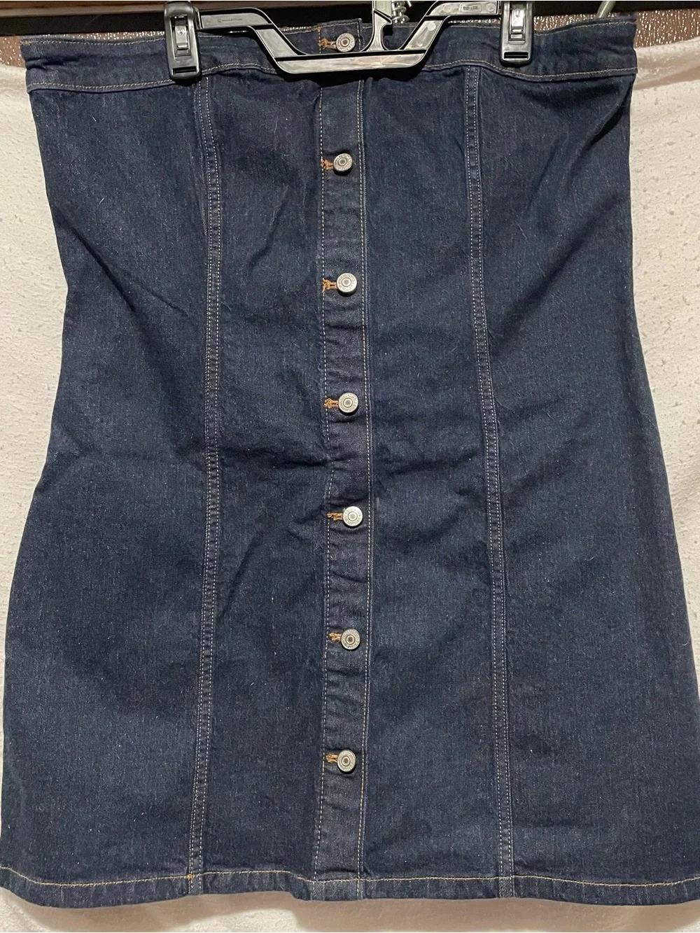 Abercrombie & Fitch Dark Blue Strapless Button-Front Denim Mini Dress new w\ tag